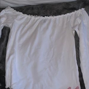 off shoulder white top